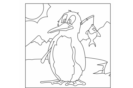 Printable coloring pages: Penguin 02 – 10 Doigts