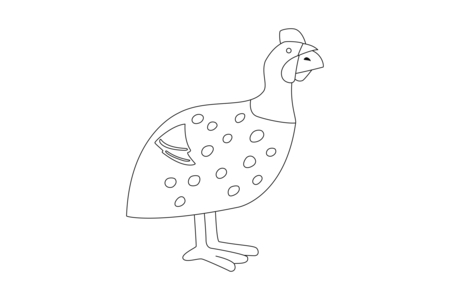 Printable coloring pages: Guinea Fowl 01 – 10 Doigts