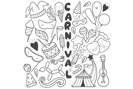 Printable coloring pages: Carnival 15 – 10 Doigts