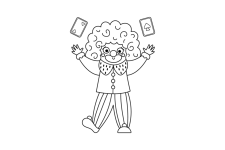 Printable coloring pages: Clown 27 – 10 Doigts