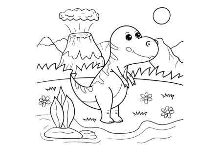 Printable coloring pages: Dinosaurs14 – 10 Doigts