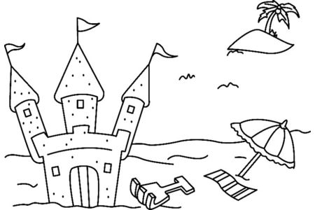 Printable coloring pages: Sandcastle 01 – 10 Doigts