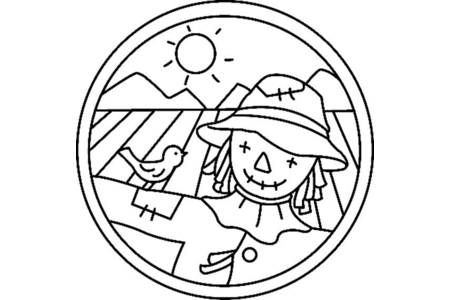 Printable coloring pages: Scarecrow 01 – 10 Doigts