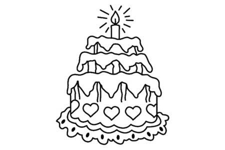 Printable coloring pages: Cake 03 – 10 Doigts