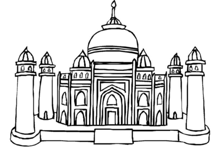 Dibujos para imprimir : Taj Mahal – 10 Doigts