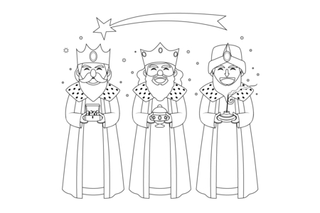 Printable coloring pages: Three Wise Men-3 – 10 Doigts