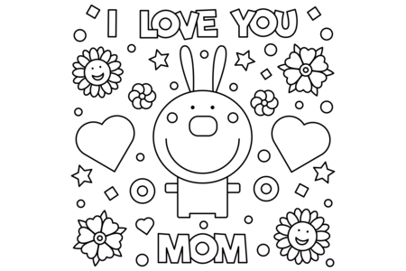 Printable coloring pages: Mother’s Day 02 – 10 Doigts