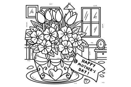 Printable coloring pages: Mother’s Day 15 – 10 Doigts