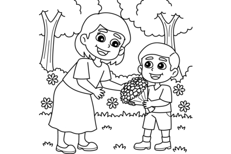 Printable coloring pages: Mother’s Day 16 – 10 Doigts