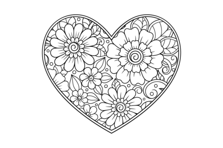 Printable coloring pages: Mother’s Day Heart 09 – 10 Doigts