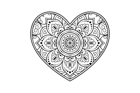 Printable coloring pages: Mother's Day Heart 10 – 10 Doigts
