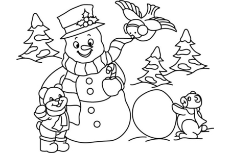 Printable coloring pages: Snowman 03 – 10 Doigts