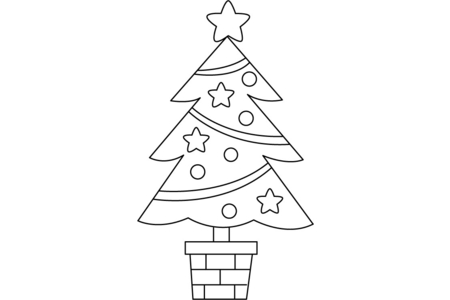 Dibujos para imprimir : Árbol de Navidad 10 – 10 Doigts