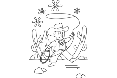 Dibujos para imprimir : Cowboy 08 – 10 Doigts
