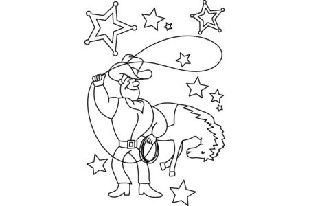 Dibujos para imprimir : Vaquero 12 – 10 Doigts