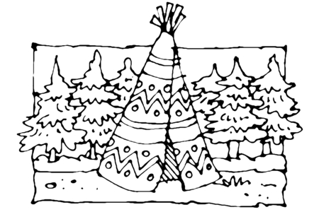 Printable coloring pages: Indian Tent 01 – 10 Doigts