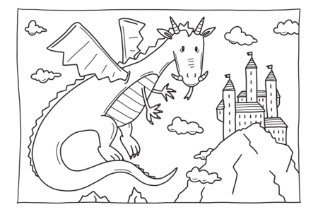 Printable coloring pages: Dragons3 – 10 Doigts