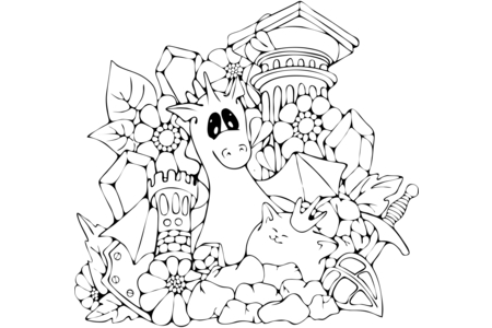 Printable coloring pages: Dragons6 – 10 Doigts