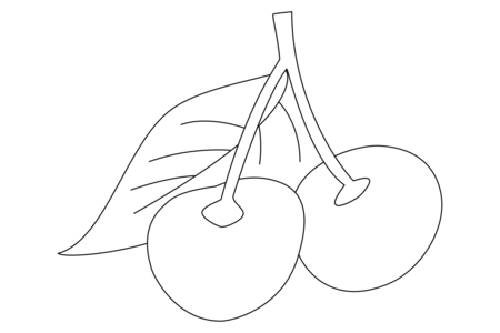Printable coloring pages: Cherries 05 – 10 Doigts
