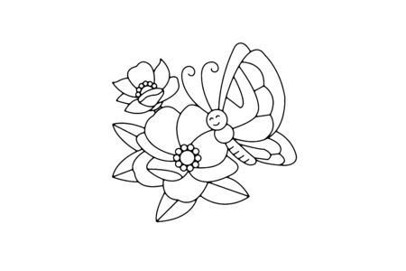 Printable coloring pages: Flowers and Butterflies 02 – 10 Doigts