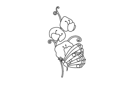 Printable coloring pages: Flowers and Butterflies 03 – 10 Doigts