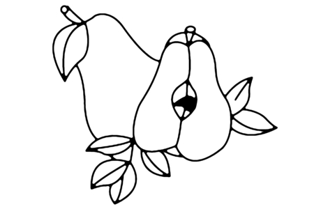 Printable coloring pages: Pear 02 – 10 Doigts