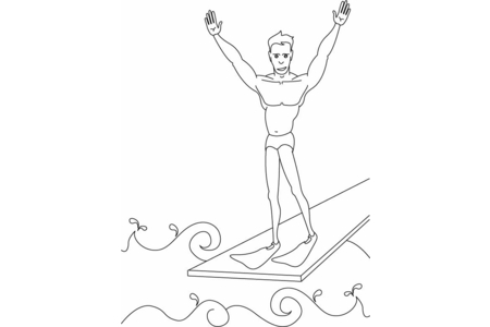 Printable coloring pages: Swimmer 01 – 10 Doigts