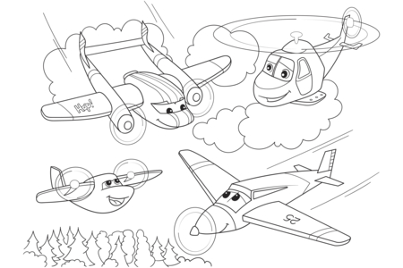 Printable coloring pages: Plane 21 – 10 Doigts