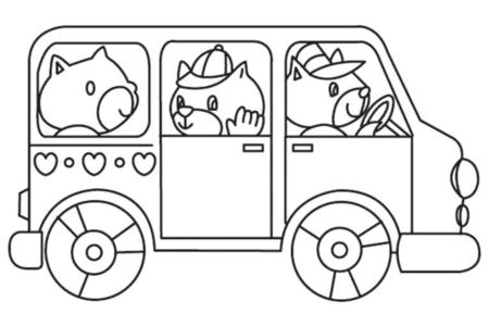 Printable coloring pages: Bus 01 – 10 Doigts