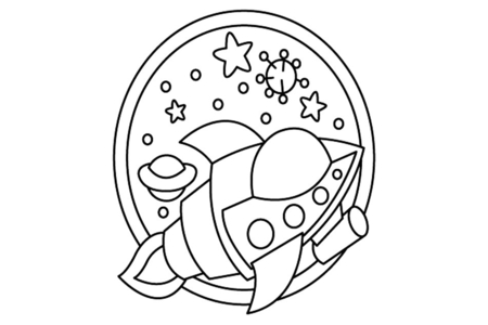 Printable coloring pages: Rocket 03 – 10 Doigts