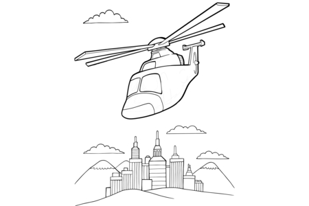 Printable coloring pages: Helicopter 09 – 10 Doigts