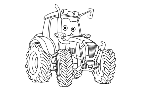 Printable coloring pages: Tractor 02 – 10 Doigts