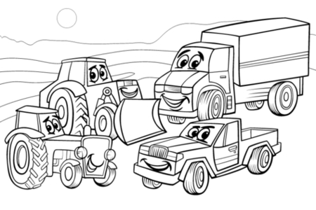 Printable coloring pages: Construction vehicles 01 – 10 Doigts
