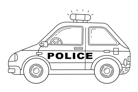 Printable coloring pages: Police car 01 – 10 Doigts