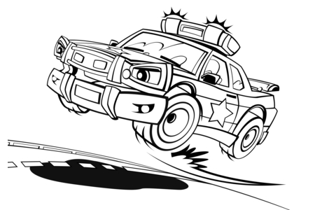 Dibujos para imprimir : Coche de policía 02 – 10 Doigts