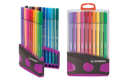 20 feutres Stabilo Pen pointe moyenne (largeur de trait = 1 mm) - Feutres pointes moyennes : l'outil polyvalent pour le dessin et l'école - 10doigts.fr