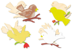 Set de 8 oiseaux assortis en bois naturel - Déco en bois brut - 10doigts.fr