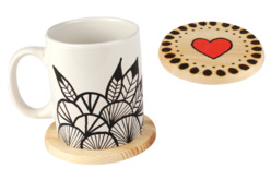 pirograbado en posavasos de madera - Objetos de madera para la cocina - 10doigts.fr
