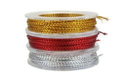 Metallic Polyester Cord: Gold, Silver, and Red - 2 - Threads and Cords - 10doigts.com - Threads and Cords - 10doigts.fr