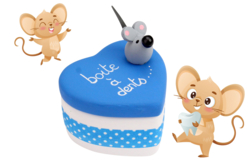 Caja de dientes pequeña ratón - Deco de madera pintada - 10doigts.fr