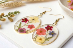 boucles oreilles résine fleurs séchées - Résine - Modelage et moulage - 10doigts.fr - 2