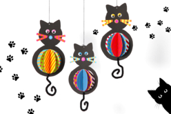 Chats supendus - Yeux mobiles - 10doigts.fr - 2