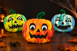 Halloween Pumpkin with Marbling Effect - Halloween Decoration Stands - 10doigts.fr