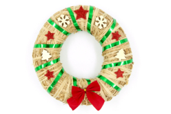 Corona de Navidad en rafia - Deco en madera cruda - 10doigts.fr
