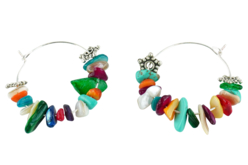 Créoles fines argent avec pierres - Boucles d'oreilles - 10doigts.fr - 2