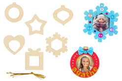 Suspensiones marcos de Navidad de madera - 6 unidads - Decoraciones de Navidad de madera – 10doigts.fr