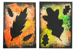 feuilles pochoirs gouache - Pochoirs nature : créez des paysages à la peinture - 10doigts.fr - 2