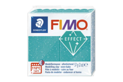 Fimo Effect 57gr - turquoise pailleté (392) - Pâtes Fimo Effect : donnez une dimension magique à vos modelages - 10doigts.fr