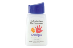 Flacon pinceau colle blanche vinylique 80ml - Colles scolaires - 10doigts.fr - 2
