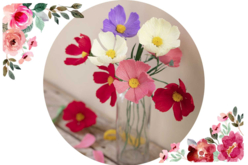 Fleurs Cosmos en Crépon - Fleurs en papier crépon : créez des bouquets éternels - 10doigts.fr - 2